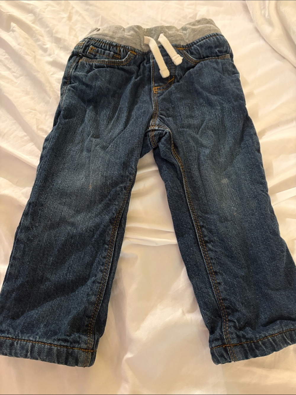 Kids Denim Jogger Pants with Gray Drawstring Waist